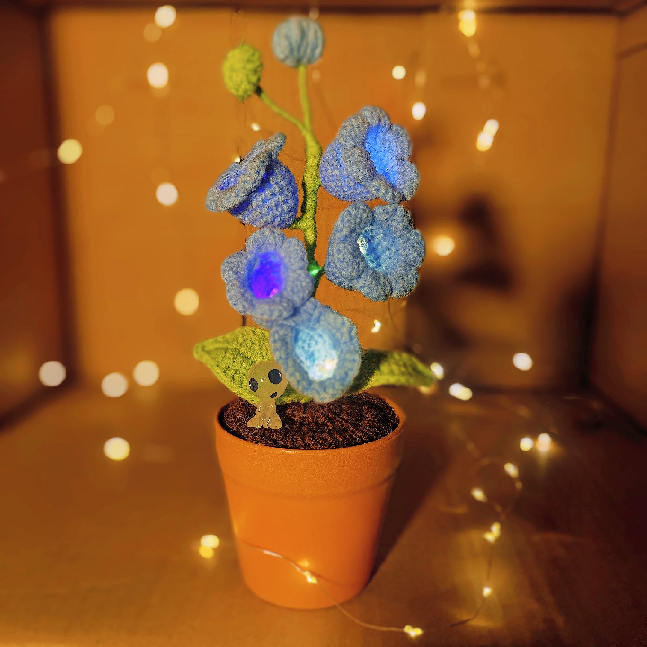 Handmade Crochet Lily of the Valley Plant - Glowing LED Flowers - Unique Home Decor - Perfect Gift for Plant Lovers - Yarn Handcrafted
