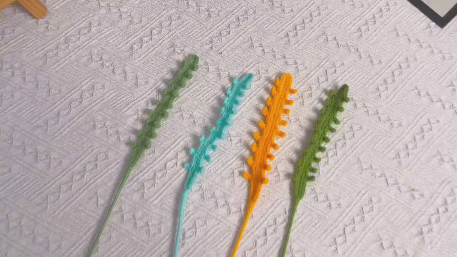 Handmade Embroidered Fern in Vibrant Boxwood Stake
