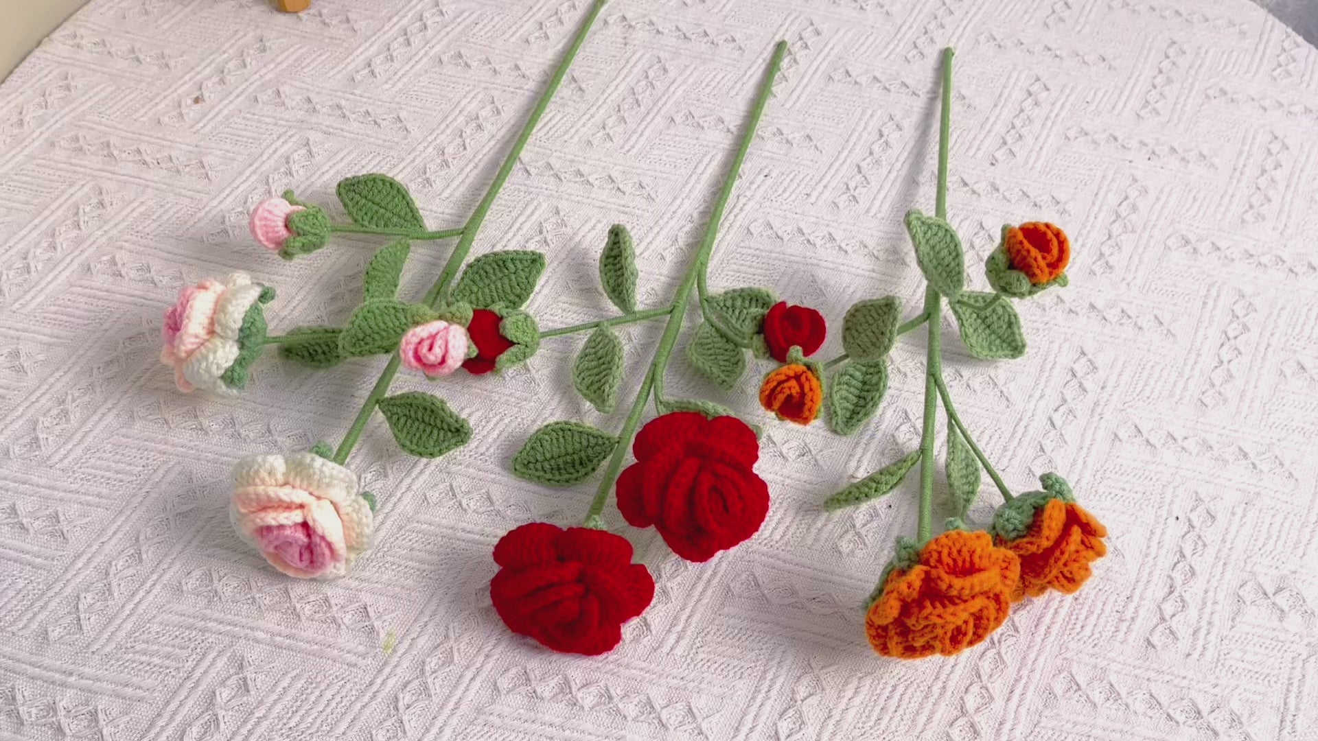 Rose Elegance: Handcrafted Crochet Rose Flower Stake for a Romantic Garden Decor