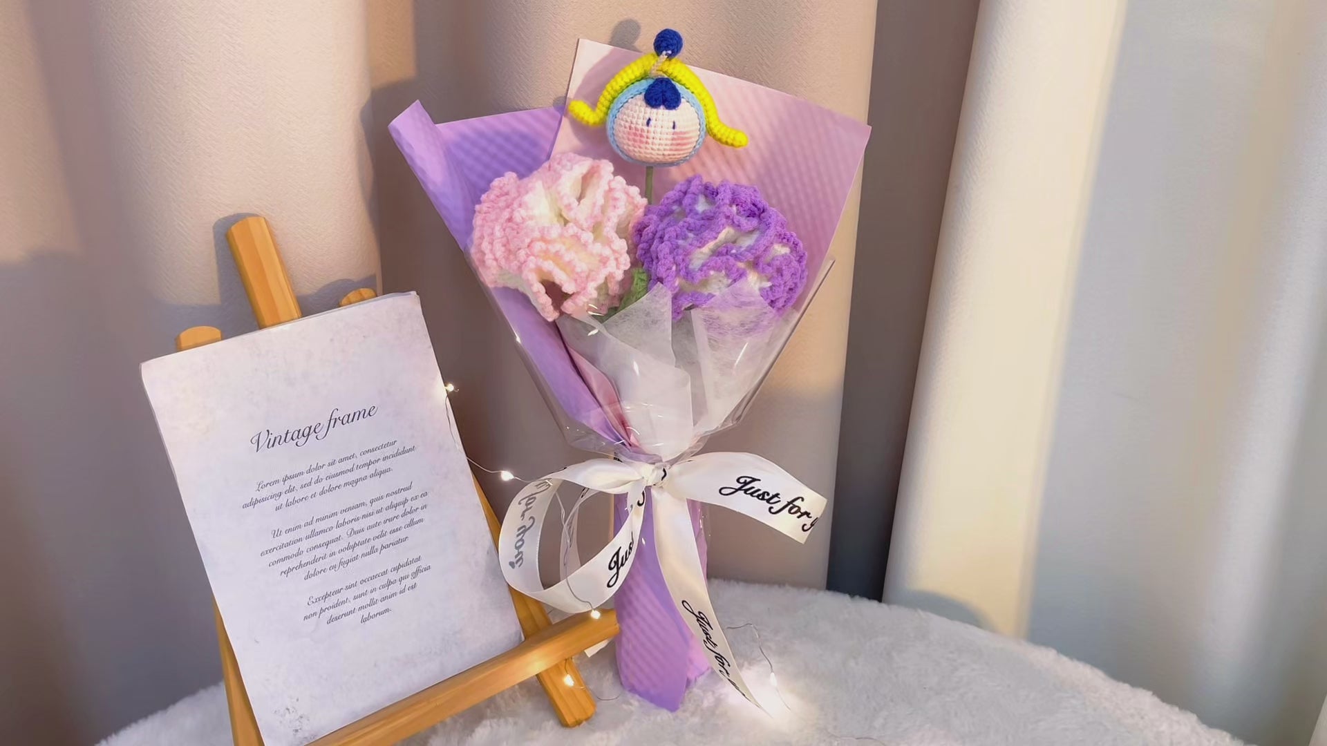 Crochet Sagittarius Zodiac Bouquet - Handmade Carnations with Plush Archer Doll - Hypoallergenic Floral Gift for Birthdays, Christmas