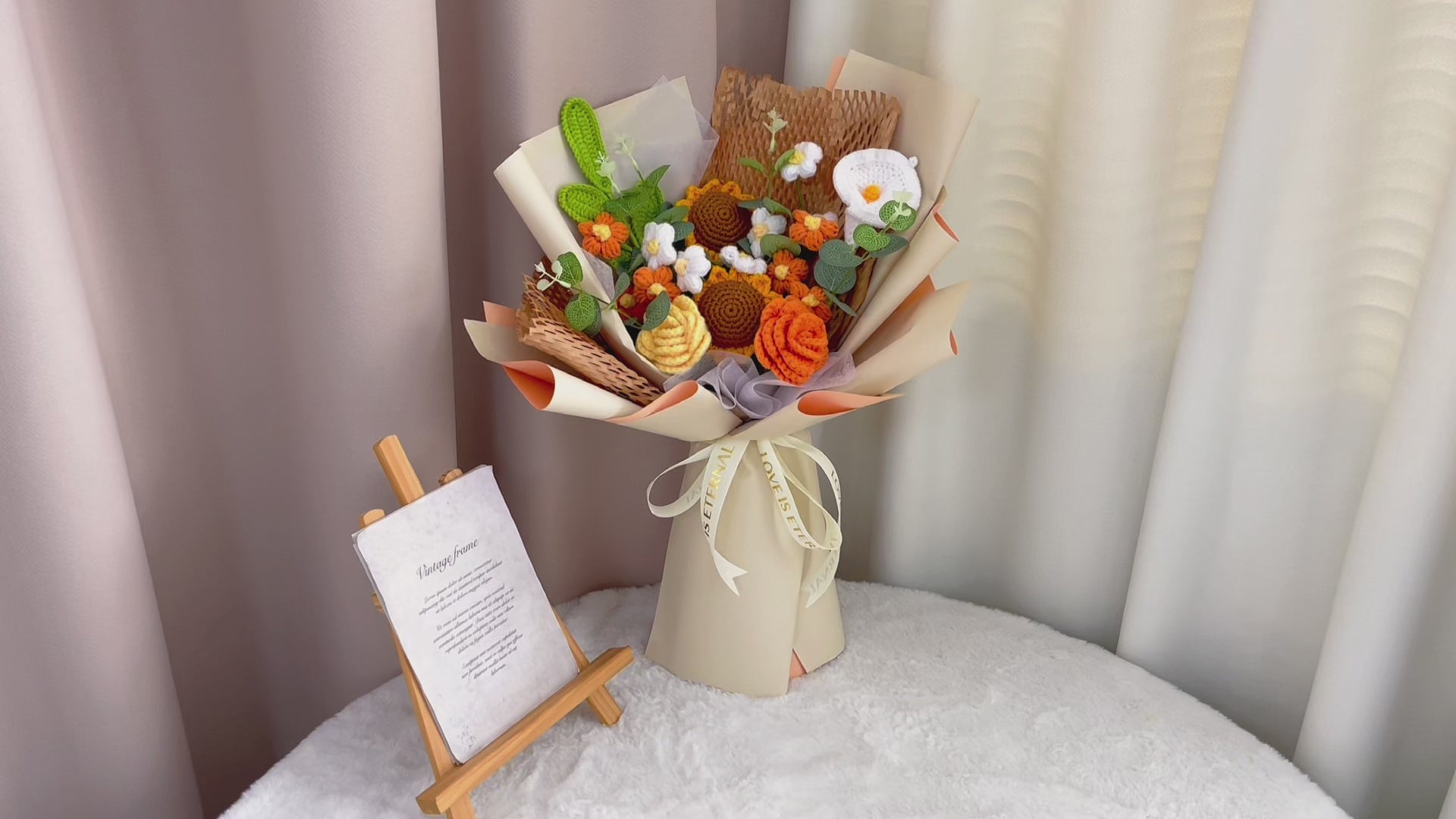 Handmade Crochet Yellow & Orange Toned Flower Bouquet - Sunflowers Roses Puffs Calla Lilies - Perfect for Summer, Sunflower Lovers, & Bright Occasions