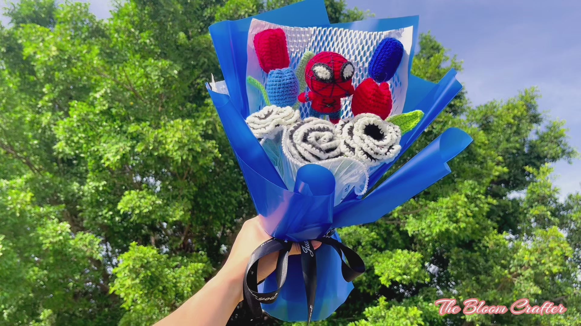 Handmade Crochet Spider Hero Theme Flower Bouquet - Allergy-Friendly Gift for Birthdays, Anniversaries, Customizable Birthday Celebration