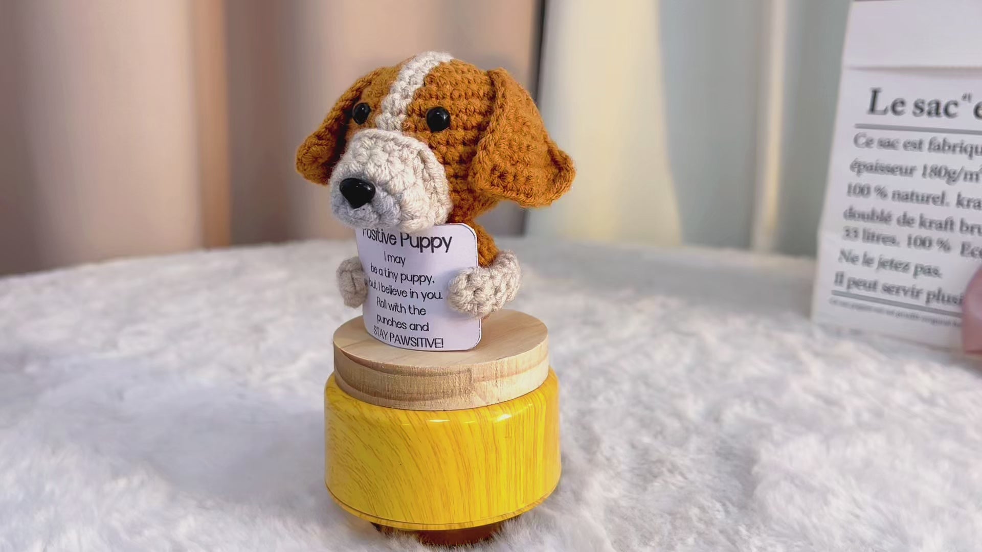 Handmade Crochet Dog Figure with Customizable Message - Dog Lover Breed French Bulldog,  Beagle