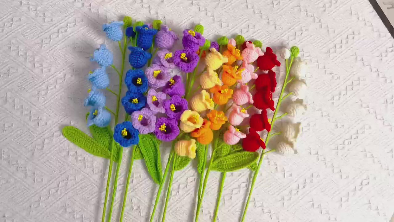 May Birth Month Lily of the Valley Bouquet - Hand-Crocheted Single Stem Birthday Flower