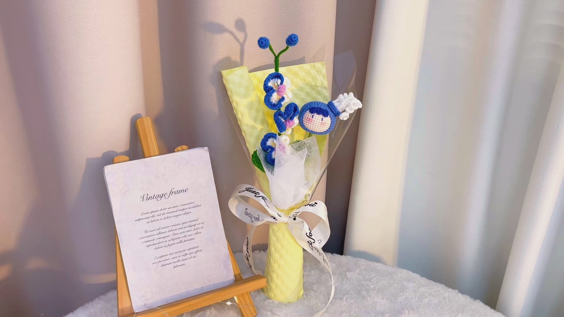 Crochet Aquarius Zodiac Bouquet - Handmade Orchids with Plush Water Bearer Doll - Hypoallergenic Floral Gift for Birthdays, Special Occasions