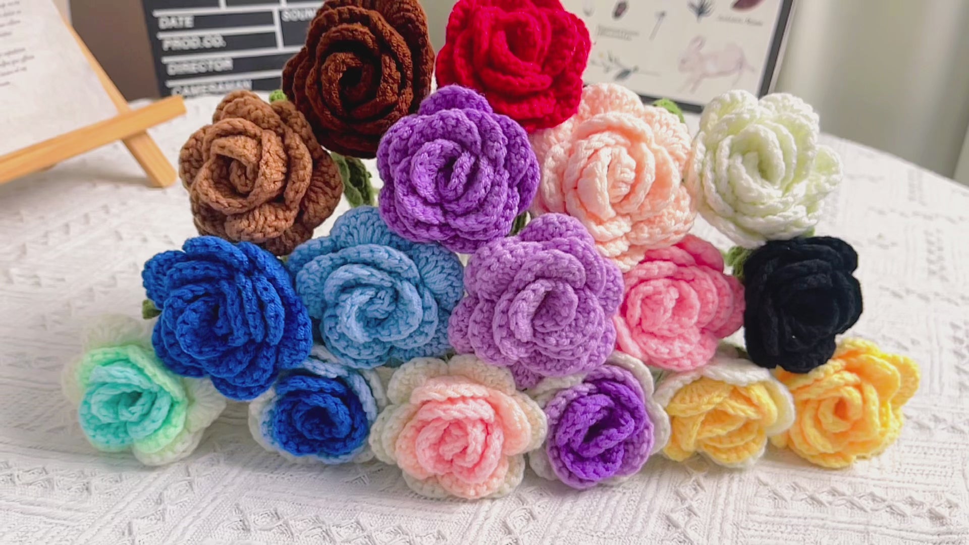 Handmade Crochet Everted Roses - Yarn Crafted, Home Decor, Gift Idea, Romantic and Charming, Symbolic Flower, Imitation Flower, Valentine's