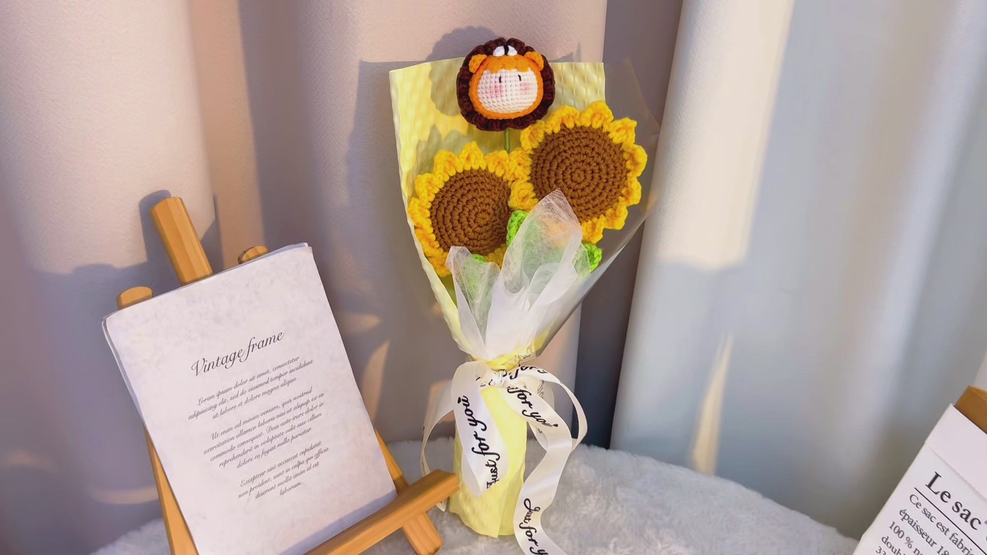 Crochet Leo Zodiac Bouquet - Handmade Sunflowers with Plush Lion Doll - Hypoallergenic Floral Gift for Birthdays, Weddings