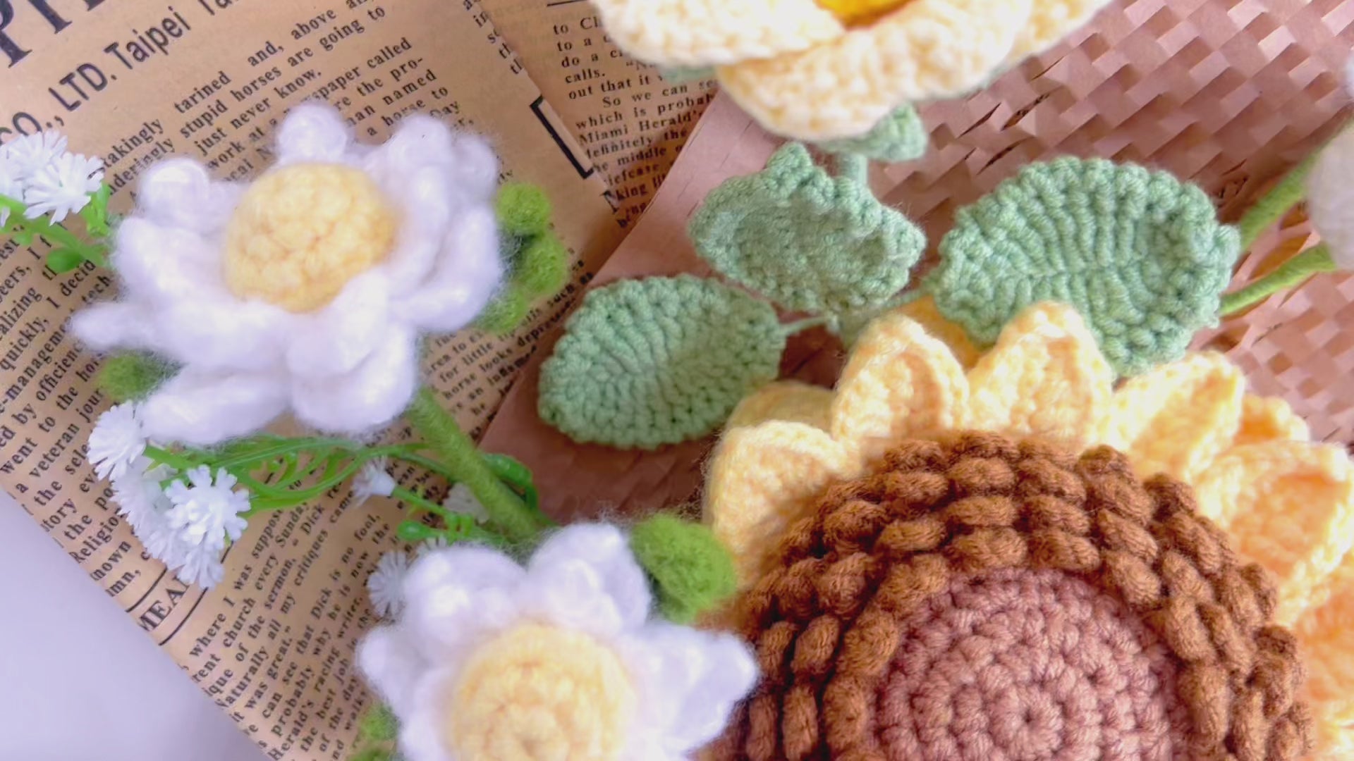 Handcrafted Bouquet of Large Sunflowers, White Lily of The Valley, White Chamomile, Yellow Roses, and White Baby's Breath - A Symbol of Joy, Purity, Love, Confession, Apology