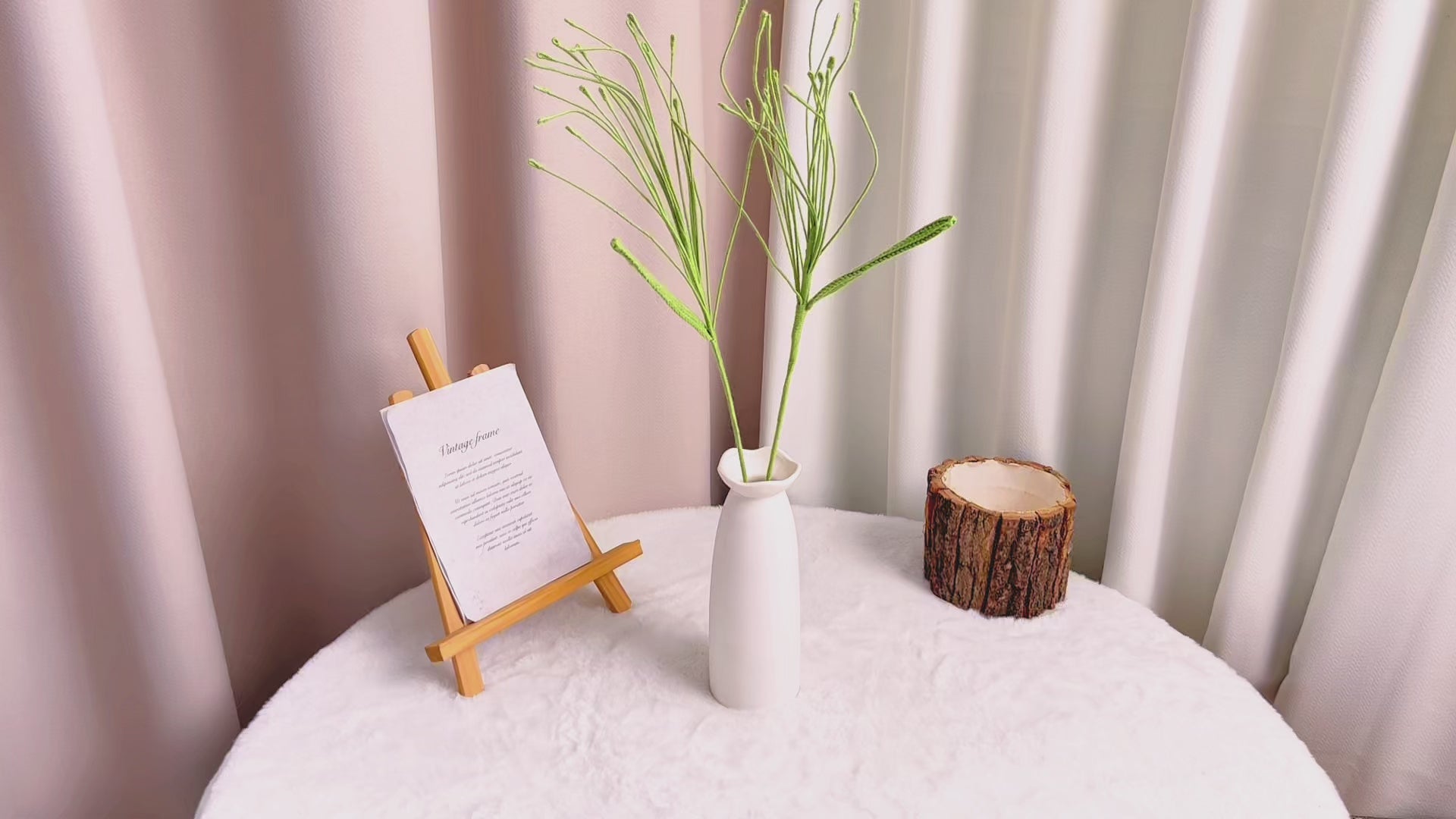 Eco-Friendly Handcrafted Crochet Fountain Grass Bouquet - Pollen-Free, Allergy-Safe, Budding Green Decor for Home & Events - Perfect for Spring Decorations, Weddings, & Eco-Conscious Gifts