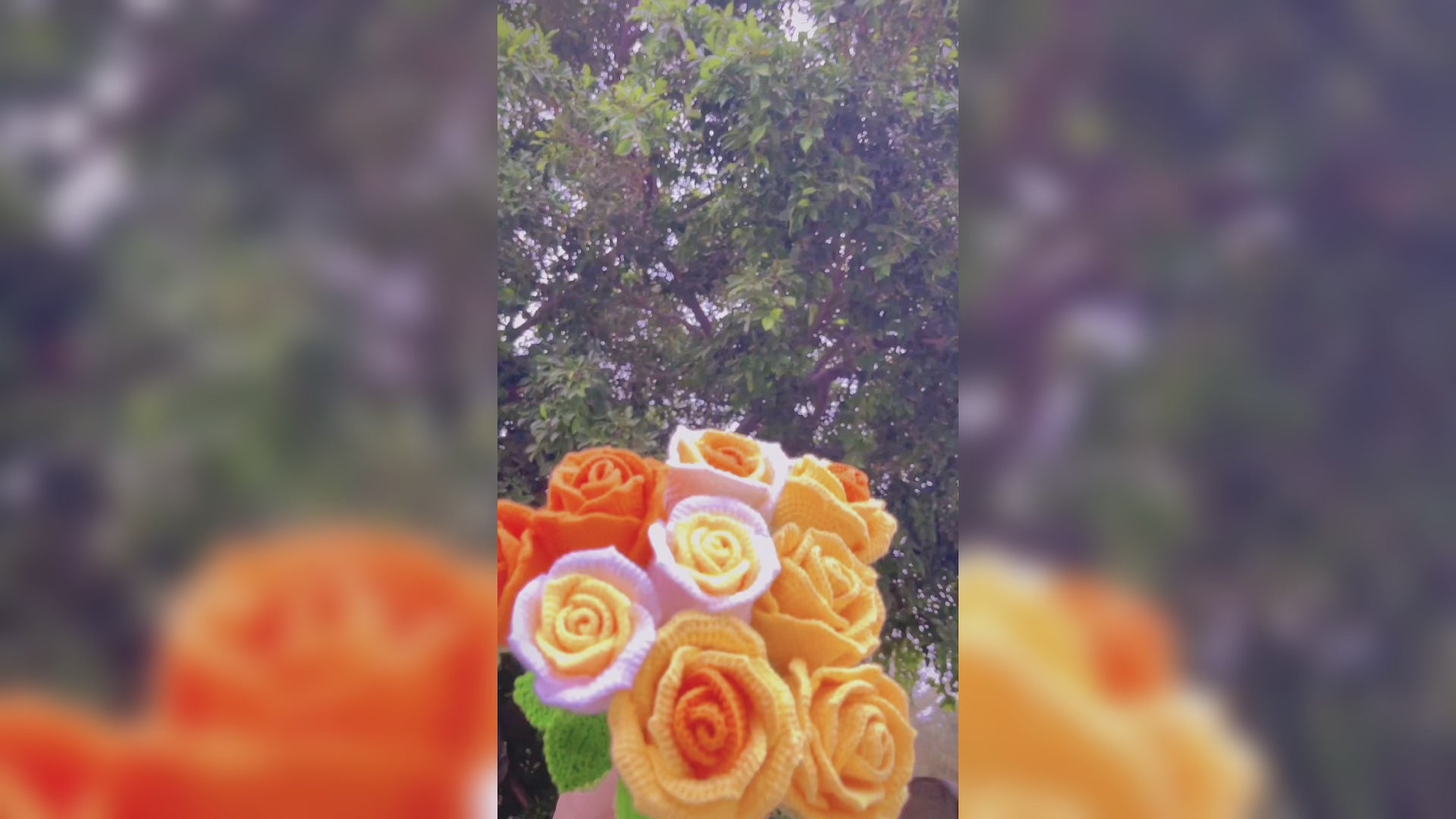 Handmade Crochet Cup Shape Roses - Yarn Crafted, Home Decor, Gift Idea, Unique and Elegant, Symbolic Flower, Fathers Day Gifts from Daughter