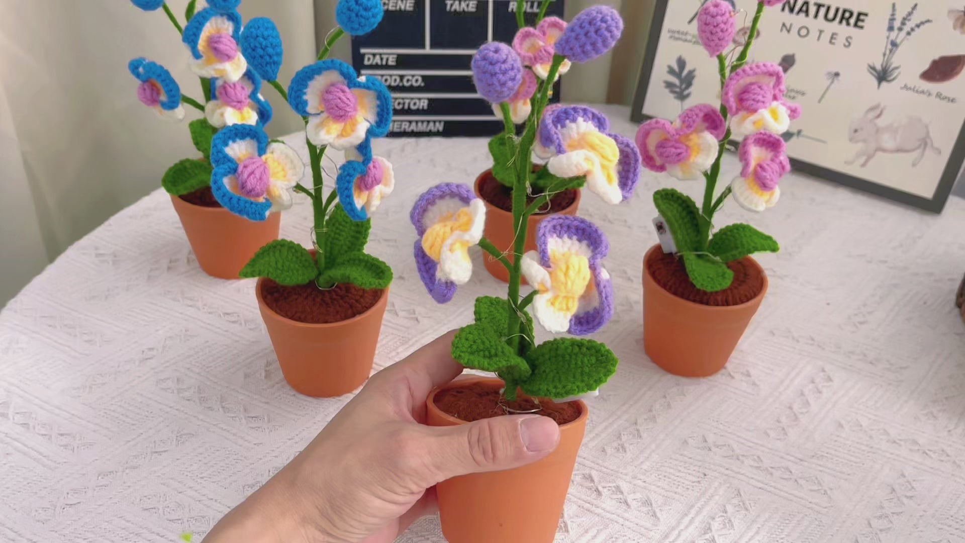 Handmade Crochet Butterfly Orchid Plant - Realistic Faux Flower - Unique Home Decor - Plant Lovers - Handcrafted - Phalaenopsi - Single Stem