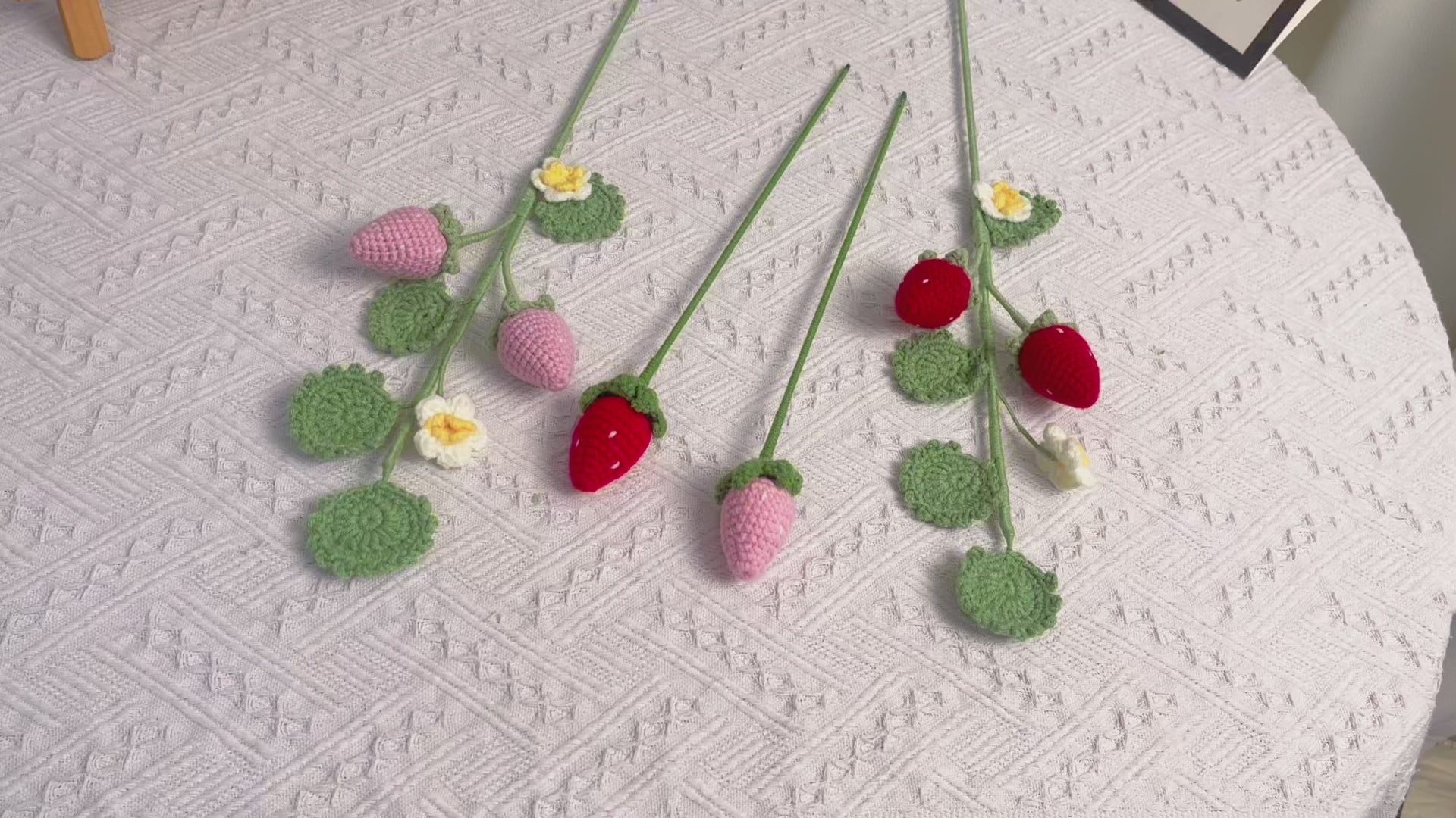 Sweet Strawberry Fields: Handcrafted Crochet Strawberry Stake for a Charming Garden Decor"