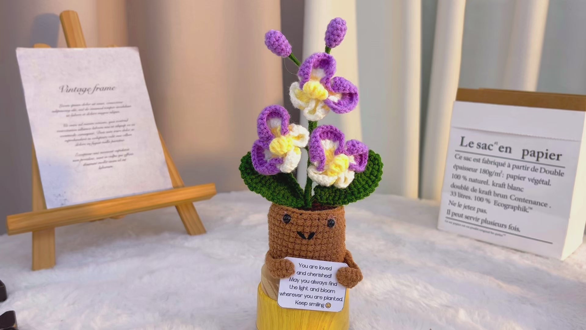 August Birth Month Orchid Bouquet - Handcrafted Hooked Single Stem Birthday Anniversary Flower Gift for August-Born Loved Ones