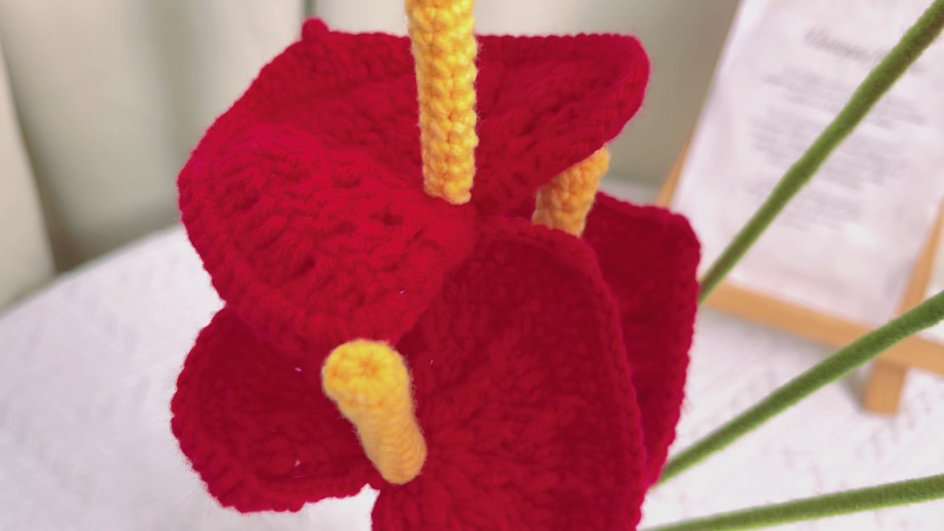 Handmade Crocheted Red Anthurium: A Symbol of Prosperity and Joy