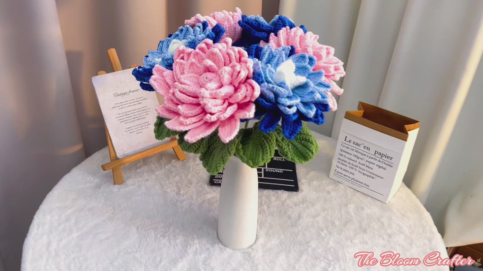Handmade Crochet Dahlia Flower Bouquet – Realistic 7-Layer Heavy Craft Floral Arrangement, Hypoallergenic Gift for Wedding, Anniversary, Mother’s Day