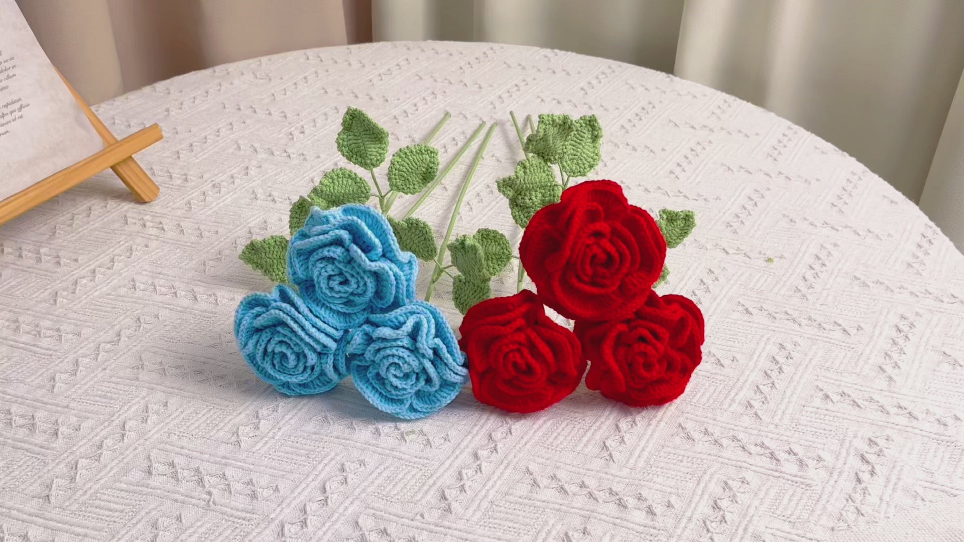 Handmade Crocheted - La Reine Rose Flower Bouquet - Lightweight, Hypoallergenic for Pollen Allergy, Perfect for Weddings, Valentine's Day, Mother's Day