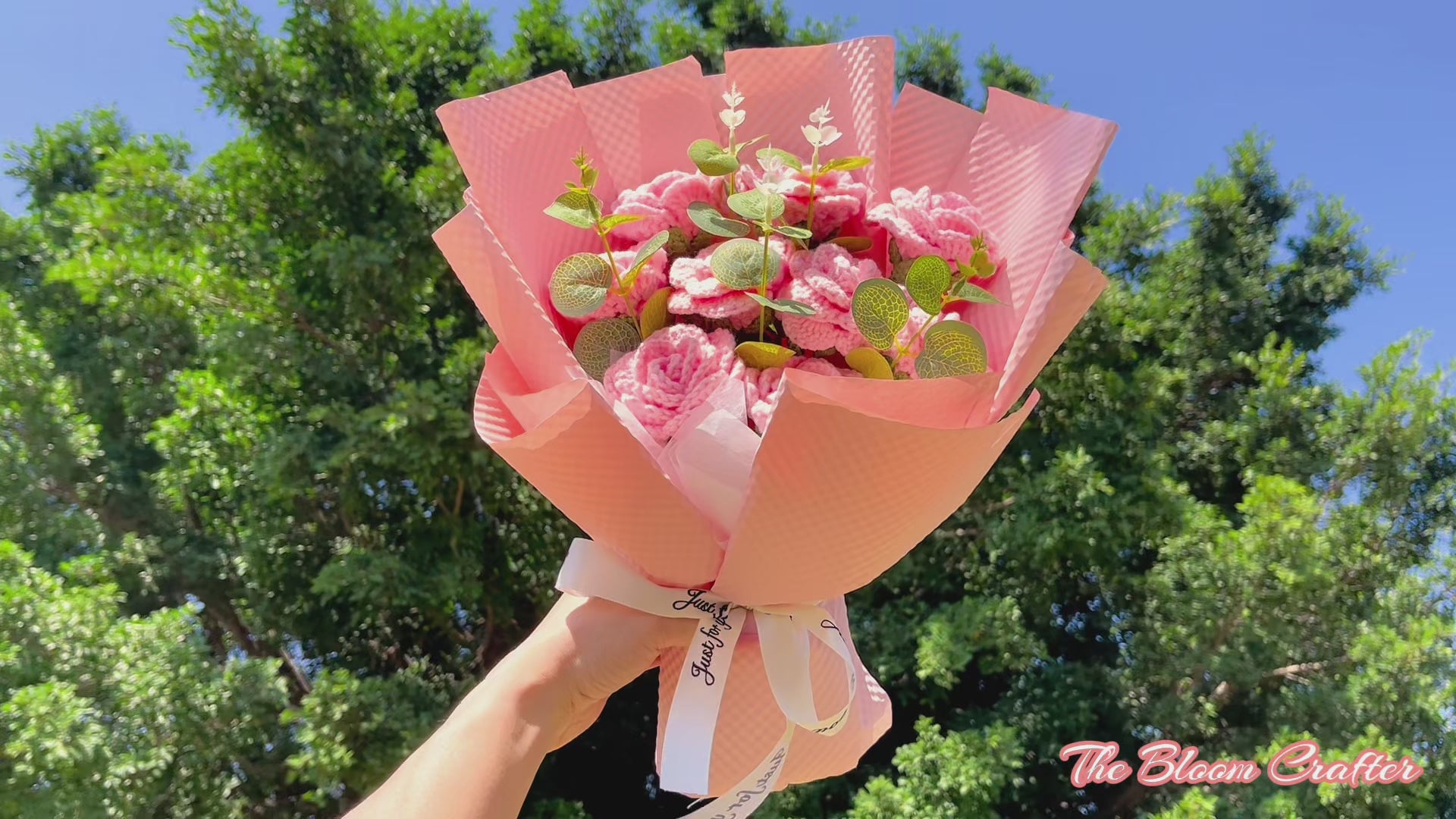 Handmade Crocheted Rosy Prosperity Bouquet - 9 Pristine Pinks - A Symbol of Elegance and Love