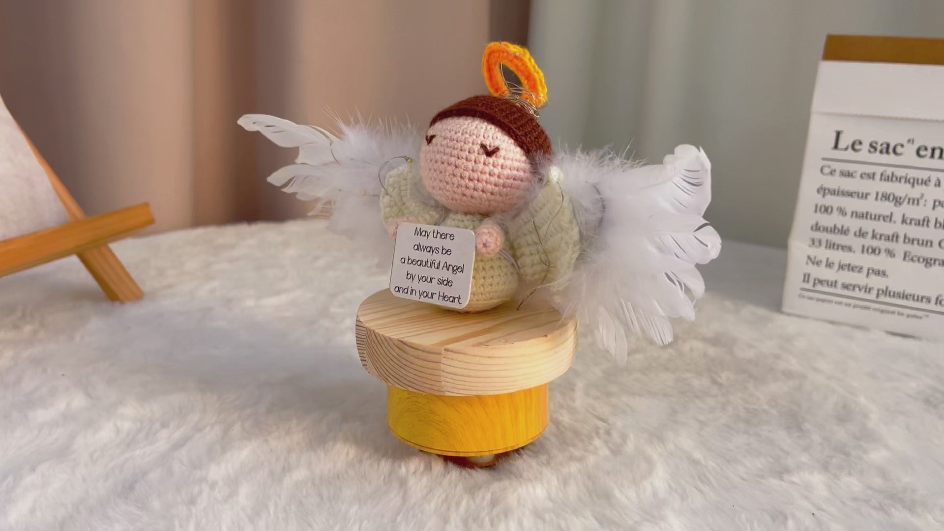 Crochet Angel Figure with Custom Inspirational Card - Handmade Spiritual Gift with LED for Anxiety Relief Get Well Gift Christmas Catholic Christian