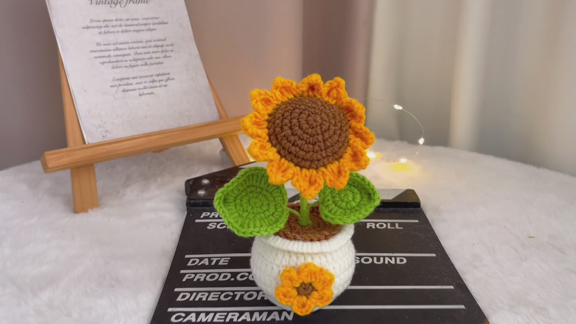Handcrafted Crochet Sunflower Planter - Sunflower Bloom, Green Leaves, Brown Soil - Unique Home Decor, Floral Centerpiece, Gift for Any Occasion
