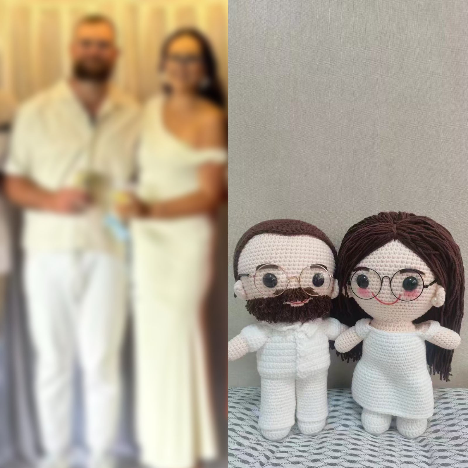 Custom Handmade Crochet Doll (28cm) - Personalized Boy Girl Pets Graduate Engagement Wedding Photo to Doll - Unique Gift for Birthday, Wedding, Anniversary, Graduation, Valentine's Day