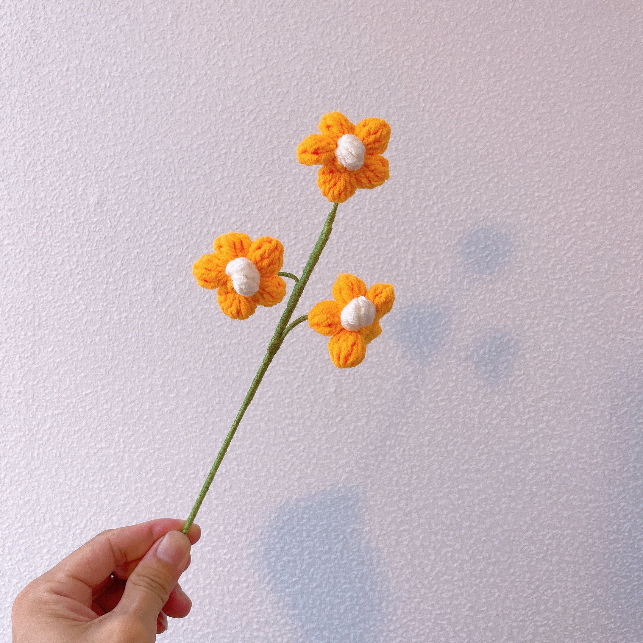 Crochet Puff Daisy Stake - Versatile Home Decor and Gift - Bouquets, Vases, and Table Centerpieces - Eco-friendly - Vintage-inspired Design
