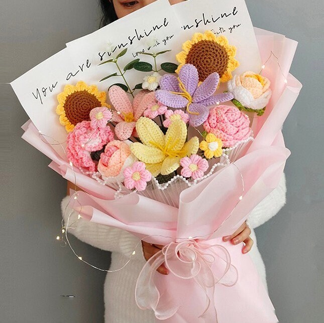 Handmade Crochet Sunflower Bouquet Arrangement, Graduation Gifts, Unique Gift Idea, Father's Day Gift, Birthday, Wedding, Thank You Gifts